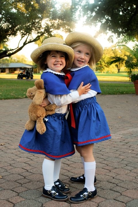 Child dressed as Madeline from the book