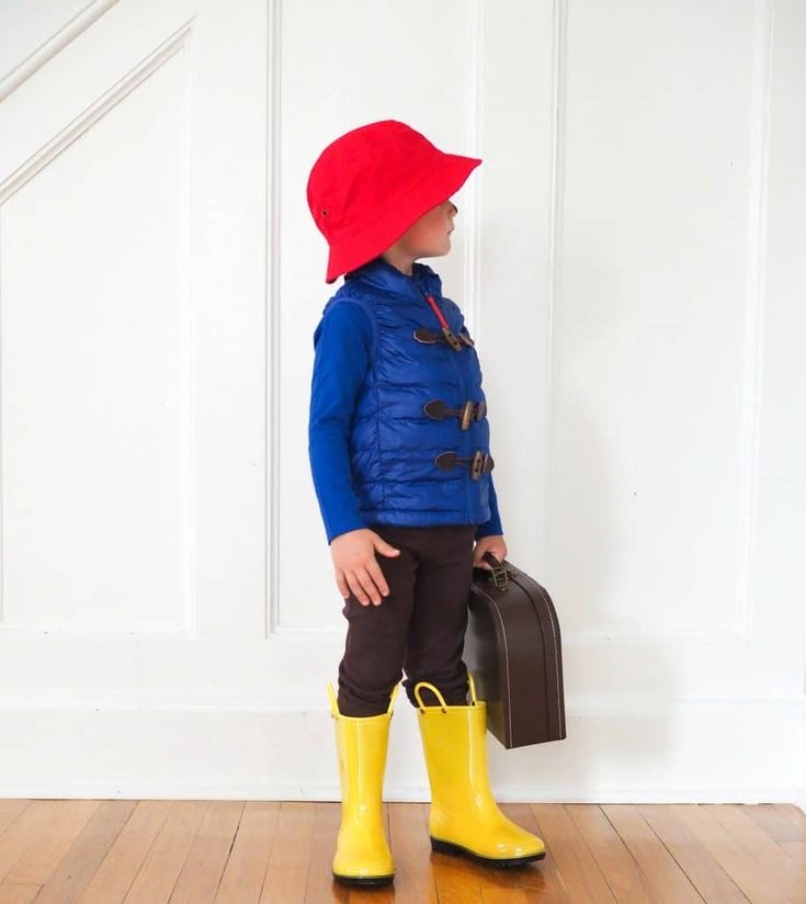 Child dressed as Paddington Bear from the book